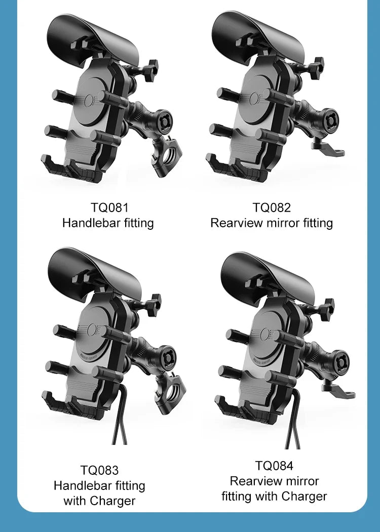 Motorcycle Phone Holder & Fast Charger - Wireless, USB, Type C | Shockproof Bike Mount