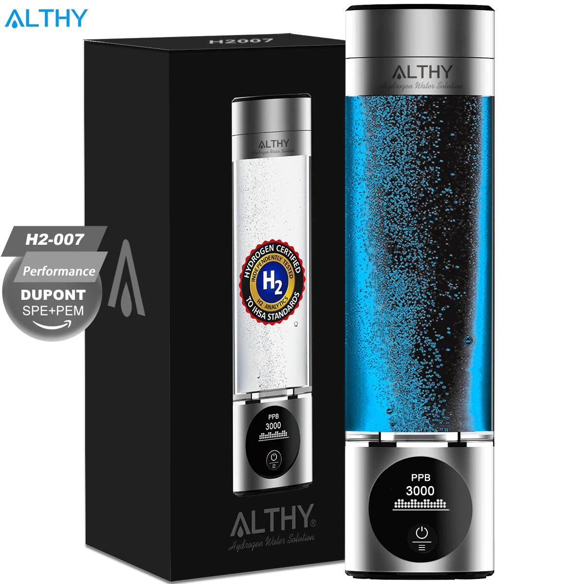 ALTHY Hydrogen Water Generator Bottle | DuPont SPE+PEM H2 Inhalation