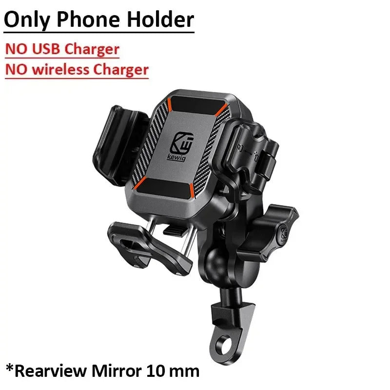 Apex Rush Motorcycle Phone Holder - 15W Wireless & USB-C Fast Charger