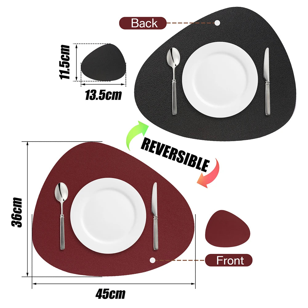 Irregular PU Leather Placemats Set - Oil-Proof & Waterproof Table Mats