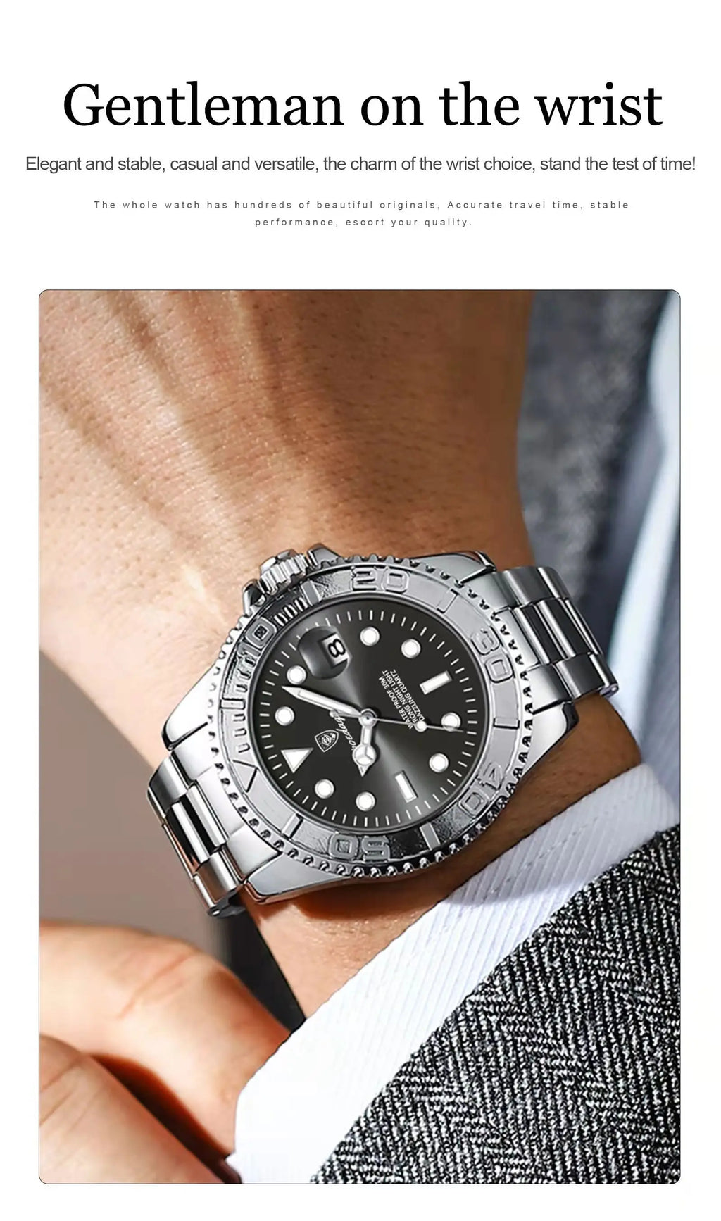POEDAGAR Luxury Men's Quartz Watch - Waterproof & Luminous Date