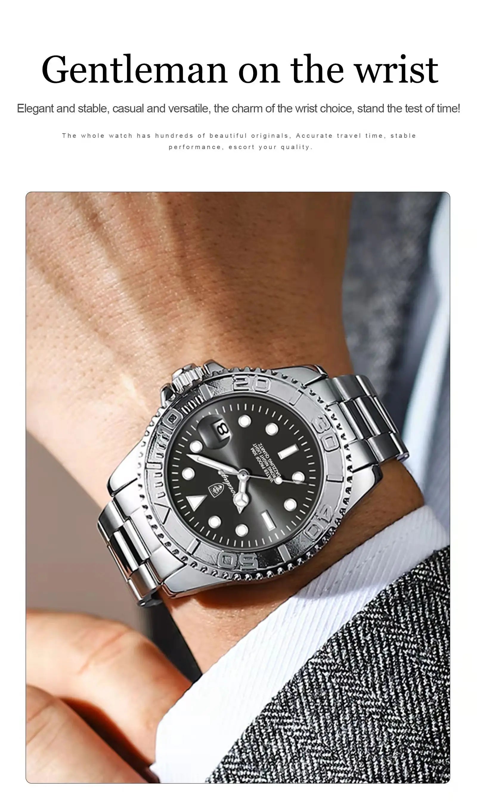 POEDAGAR Luxury Men's Quartz Watch - Waterproof & Luminous Date