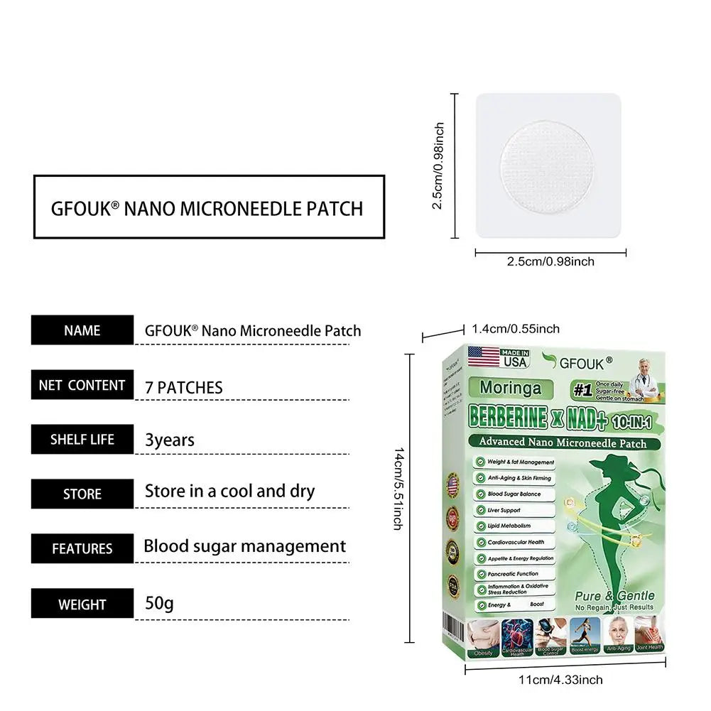 GFOUK Moringa Berberine NAD Patch | 10-in-1 Weight, Blood Sugar & Anti-Aging Support