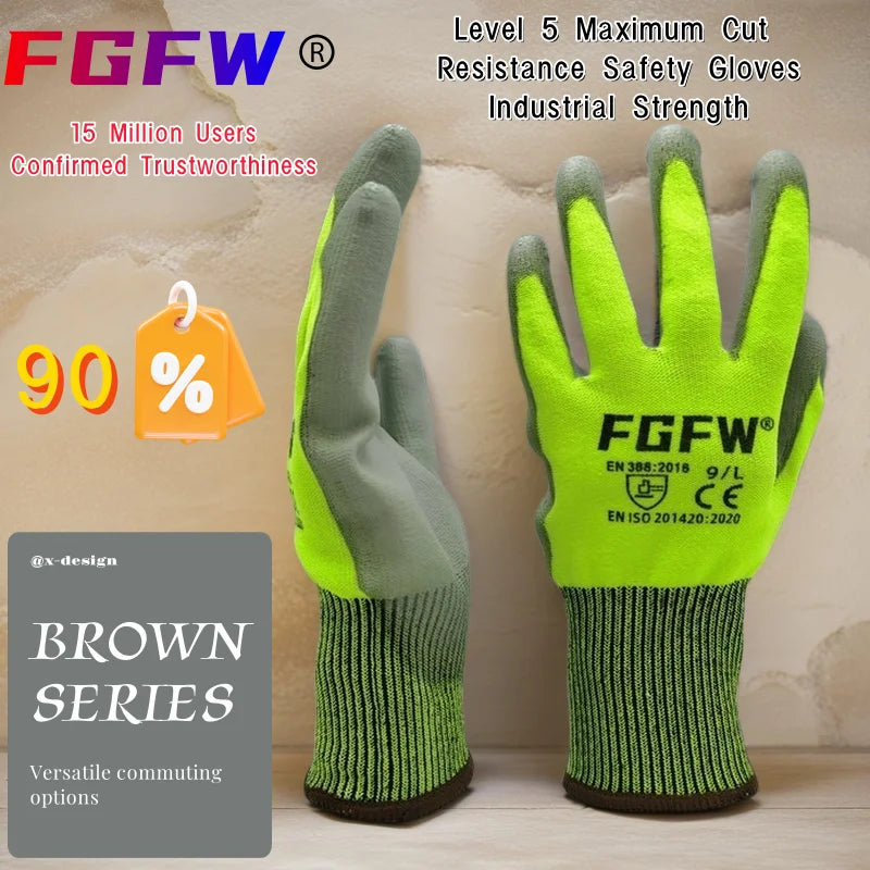 10 Pairs Military-Grade Level C Cut Resistant Gloves EN388 Certified for Industrial Use