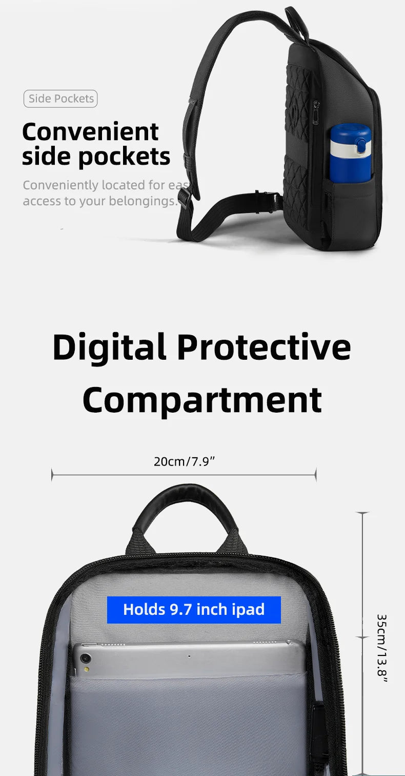 HK Anti-theft Men's Crossbody Bag | Waterproof USB Charging Sling Satchel