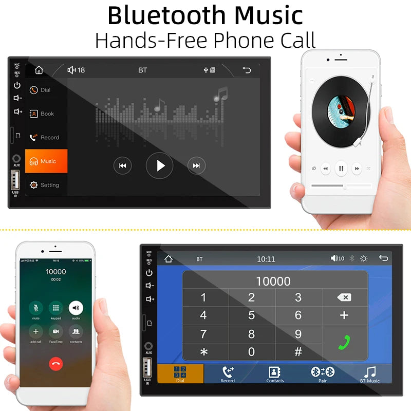 Hippcron 7" 1 Din Car Radio - CarPlay Android Auto Multimedia Player