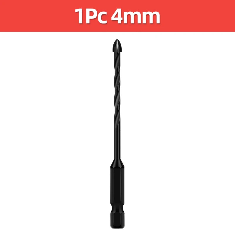TOOLEYE Multifunction Cross Hex Drill Bit Set - Concrete, Tile, Glass, Metal