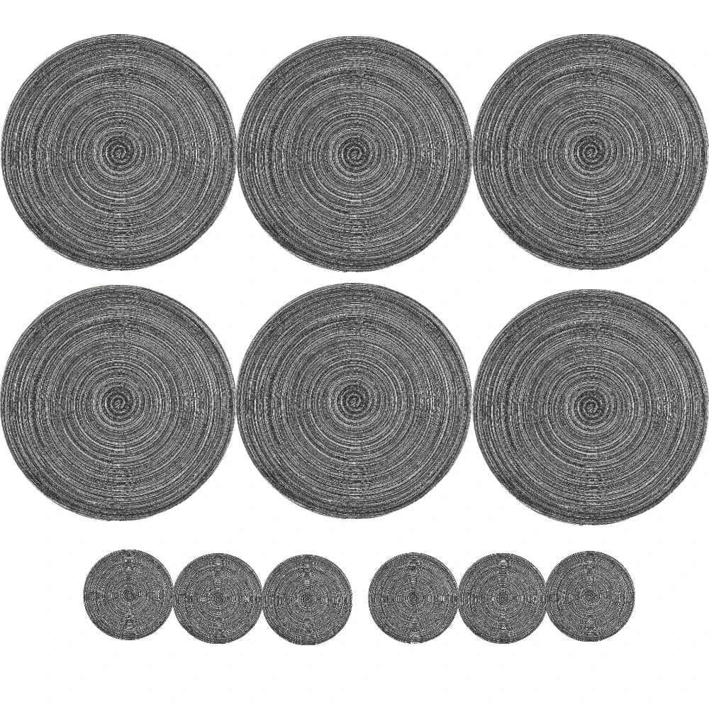 Elegant Round Braided Placemats - Set of 6 Table Mats & Coasters