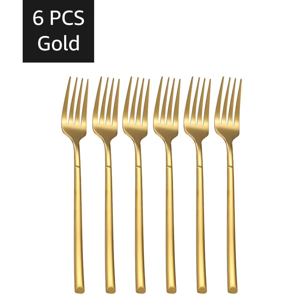 Luxury 30PCS Gold Tableware Set - Stainless Steel Cutlery for Dining