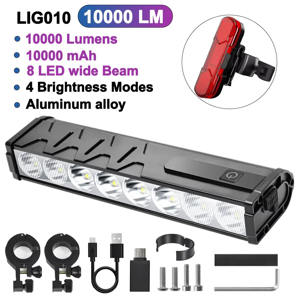 NEWBOLER 10000 Lumen Bike Light - USB Rechargeable MTB Road Lamp