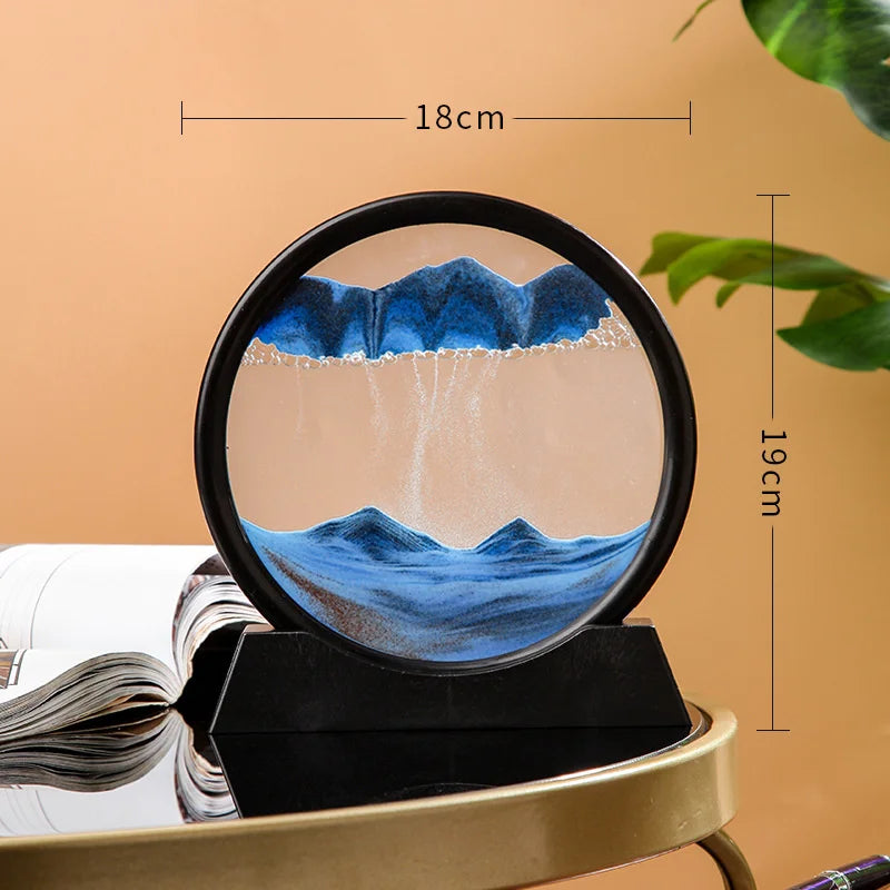 3D Moving Sand Art Deep Sea Sandscape | Round Glass Desk Decor & Gift