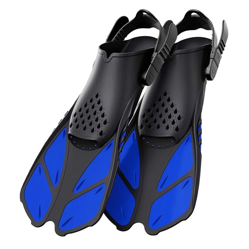 Snorkel Fins Adjustable Open Heel Travel Size Silicone Flippers