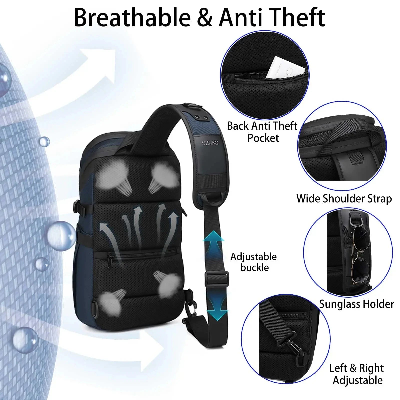 Anti-Theft Sling Bag | USB Charging Waterproof Crossbody Backpack