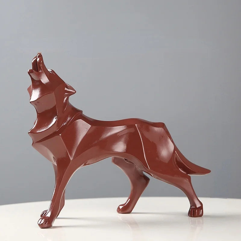Modern Geometric Wolf Figurine - Abstract Interior Decor Statue