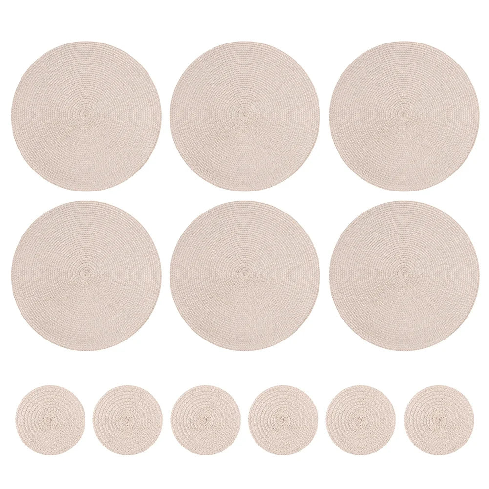 Elegant Round Braided Washable Placemats - Set of 6