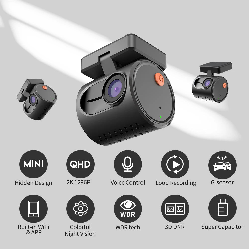 KAWA Dash Cam MINI 3 - 2K Dash Camera with Voice Control, Night Vision & WiFi APP