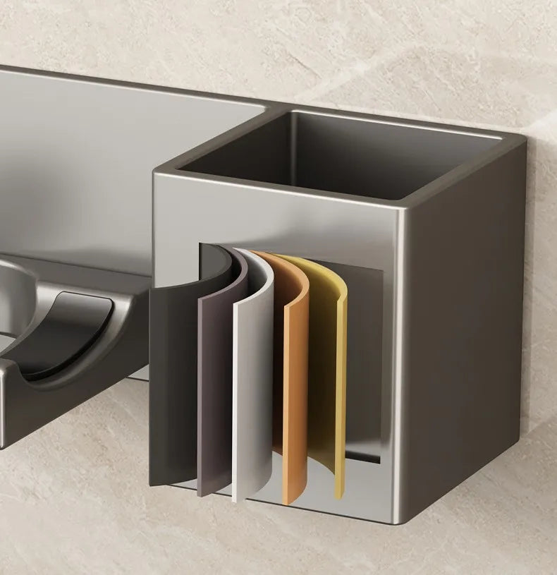 Wall Mounted Hair Dryer Holder with Storage - Bathroom Organizer Shelf
