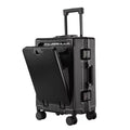Vabena Front Opening USB Charging Aluminum Carry-on Suitcase
