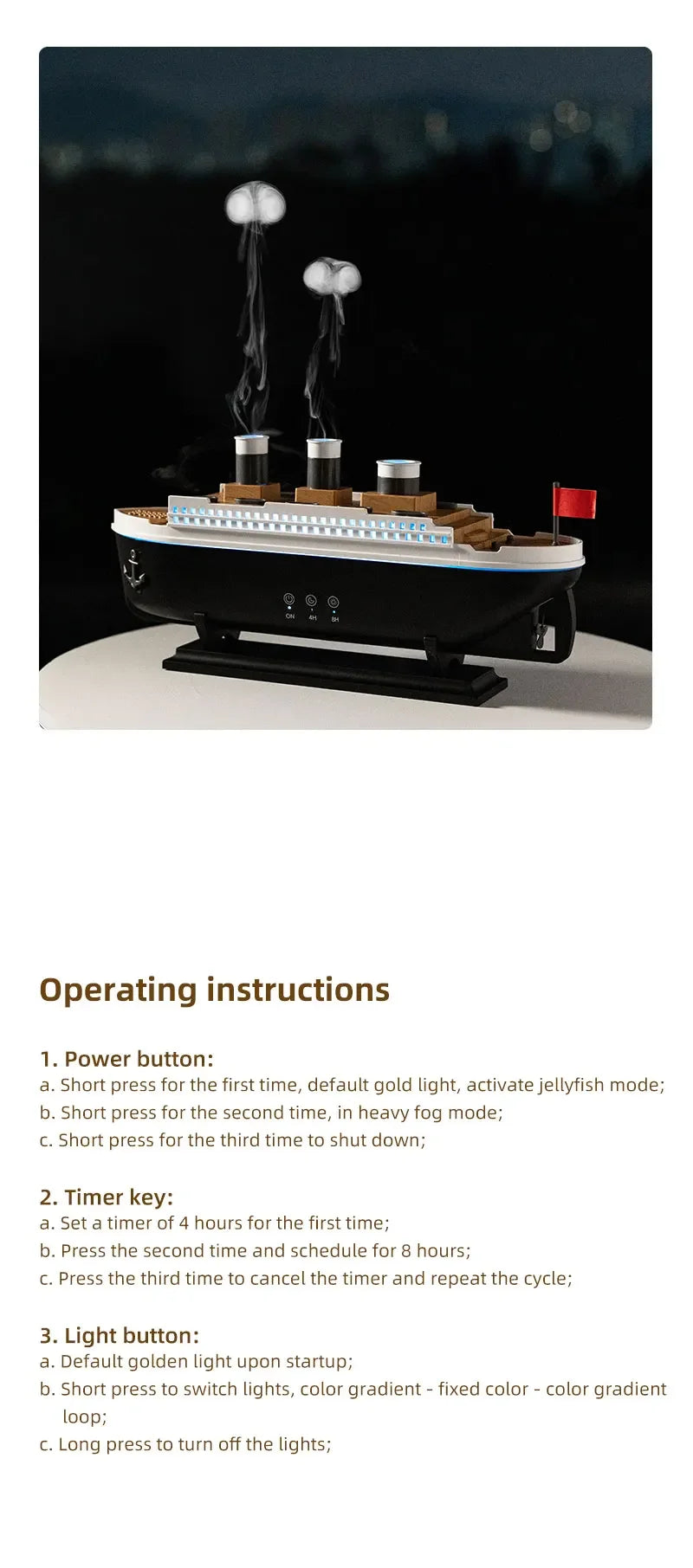 CREAROMA Titanic Humidifier - 250ml Remote Control Air Diffuser
