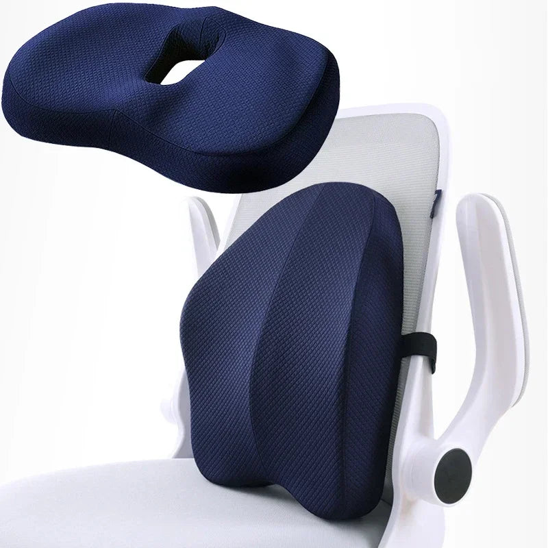 Vabena Orthopedic Memory Foam Seat Cushion Set - Coccyx & Lumbar Support
