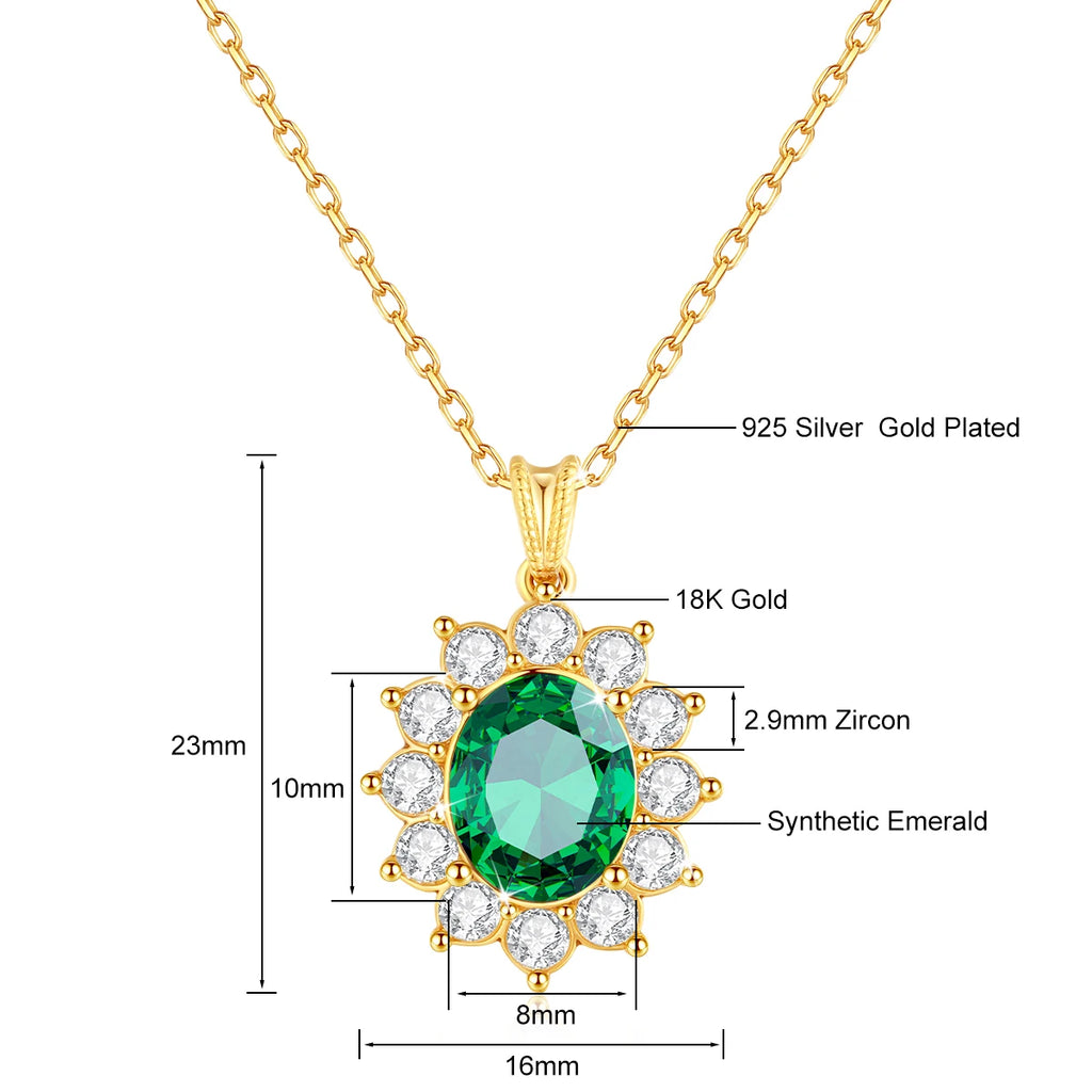 Luxury 18K Gold Emerald Necklace | Princess Diana Inspired Fine Jewelry - Vabena