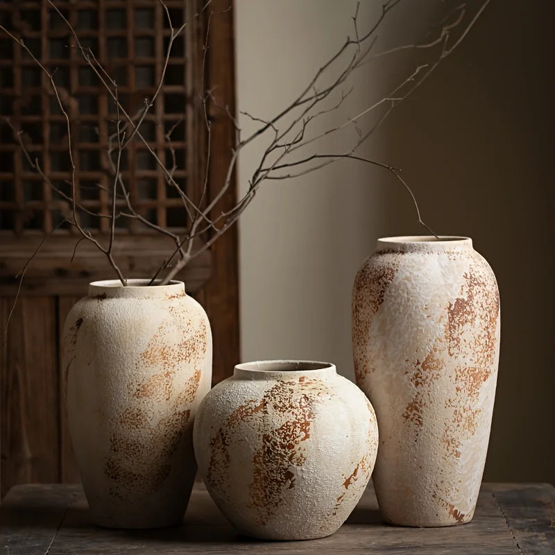 Elegant Retro Ceramic Flowerpot with White Spots – Home & Office Decor
