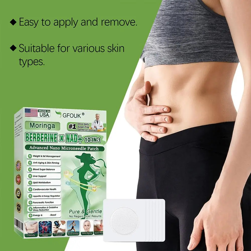 GFOUK Moringa Berberine NAD Patch | 10-in-1 Weight, Blood Sugar & Anti-Aging Support