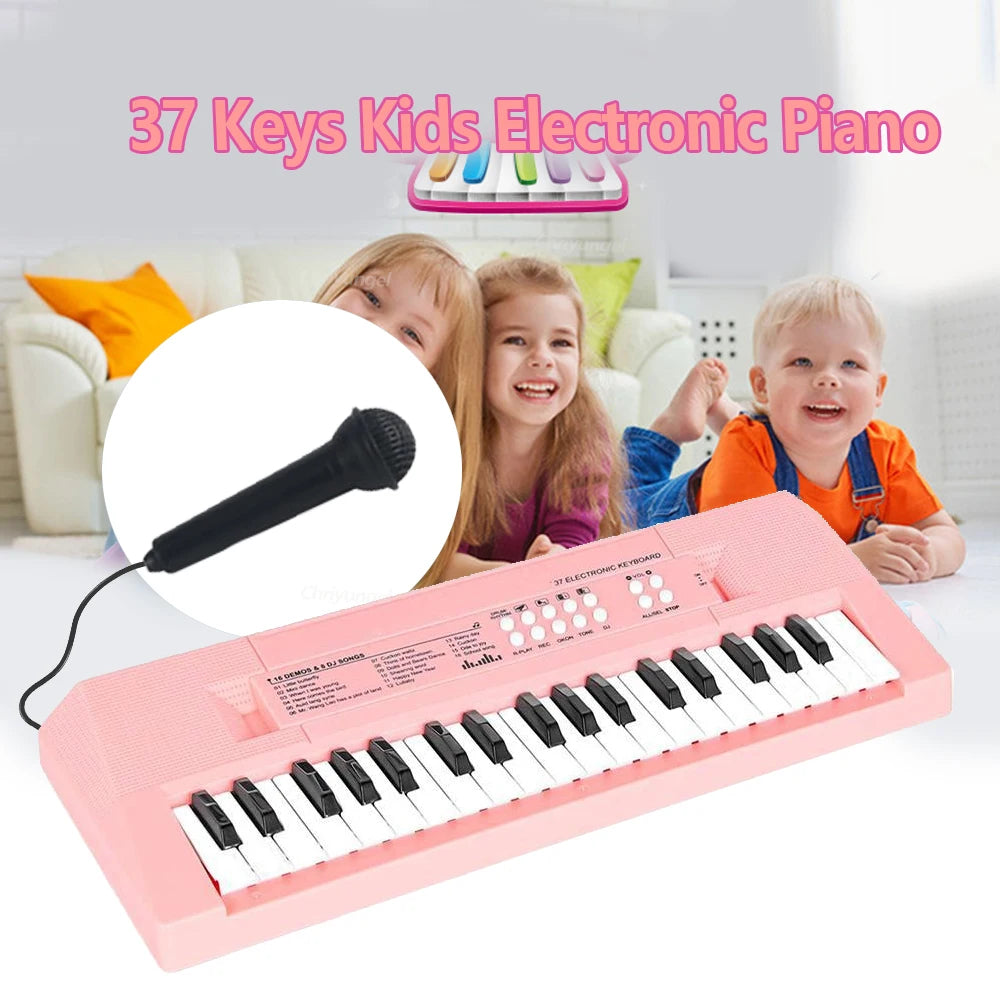 37 Keys Kids Electronic Piano Keyboard with Microphone | Educational Musical Toy