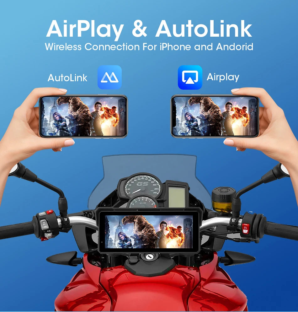 Jansite 8.1" 4K Motorcycle DVR Monitor with CarPlay & GPS