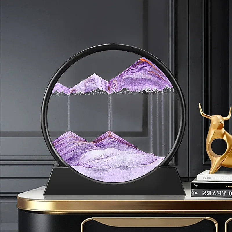 3D Moving Sand Art Deep Sea Sandscape | Round Glass Desk Decor & Gift