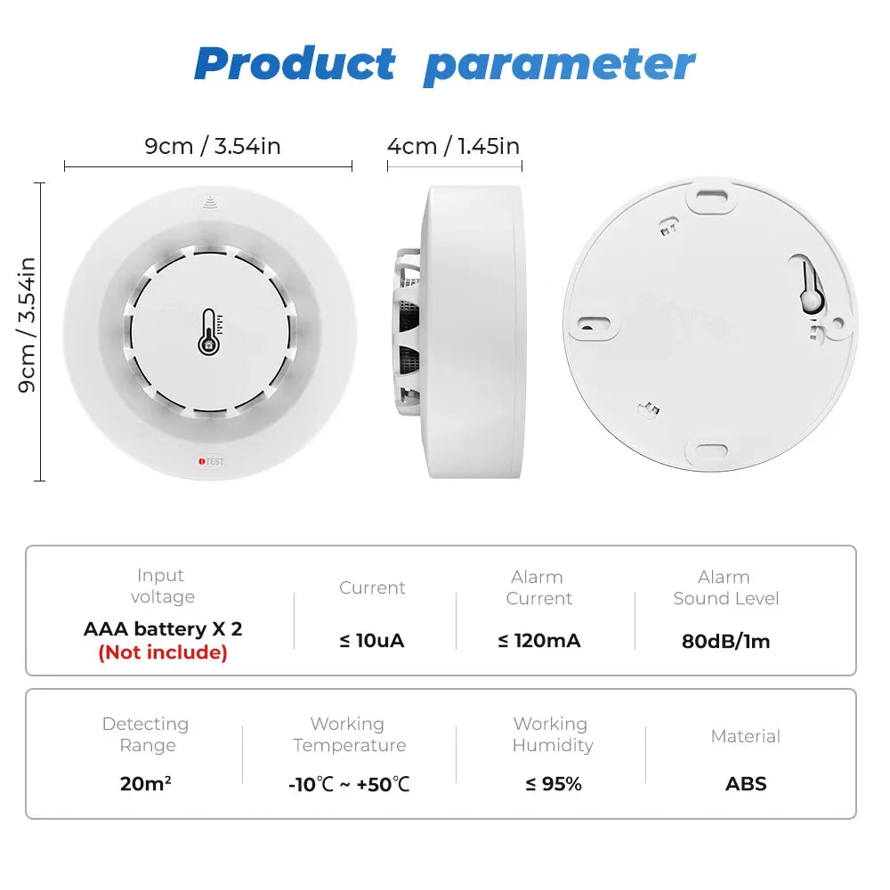 Tuya Smart WiFi & Bluetooth Smoke Detector with Temp & Humidity