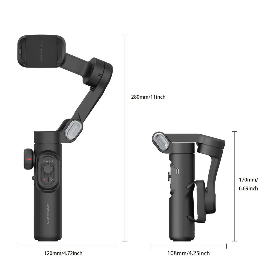 AOCHUAN 3-Axis Smartphone Gimbal Stabilizer with LED Light