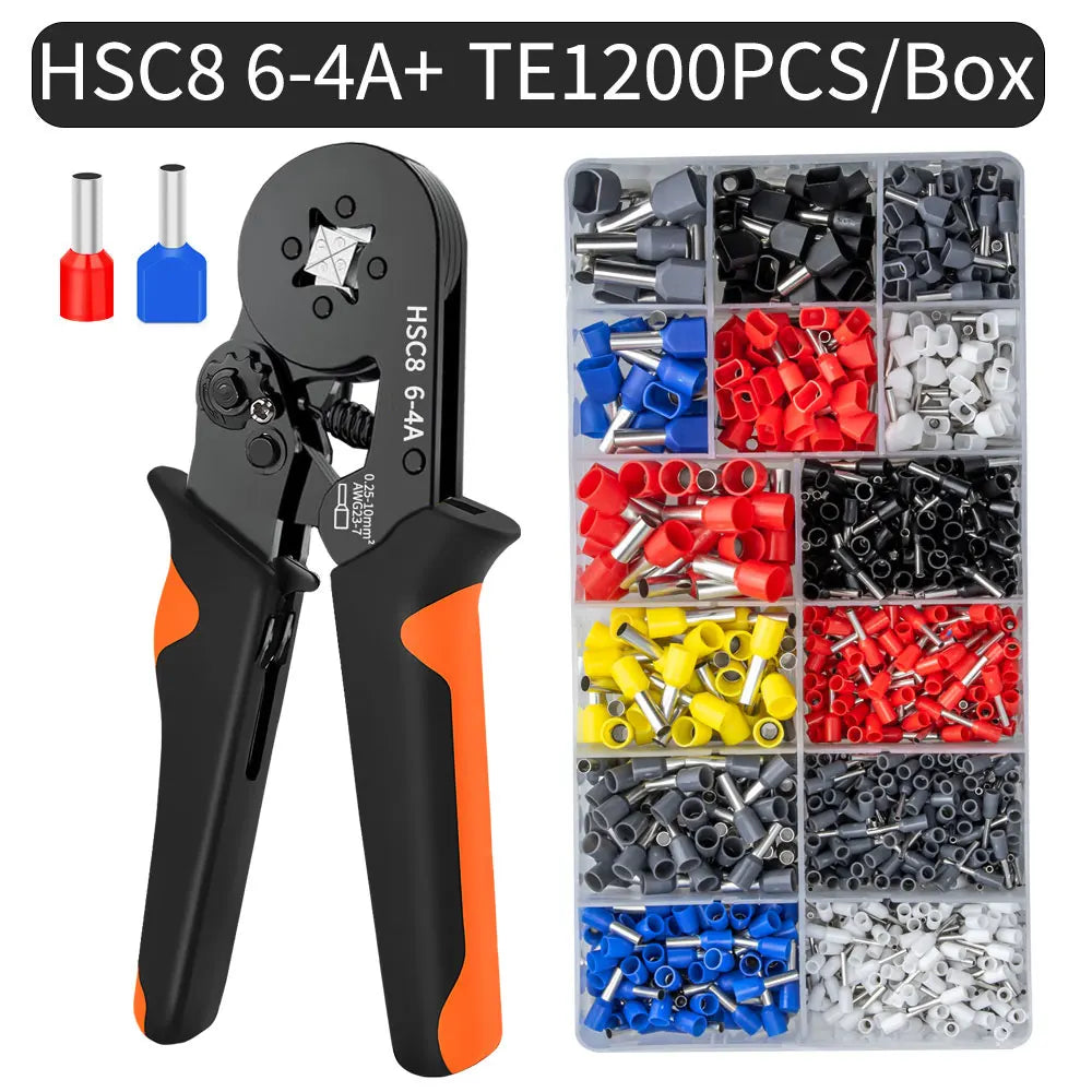 Hexagonal Self-Adjustable Ratchet Ferrule Crimping Tool Kit 23-7AWG | Precision Electrical Connectors
