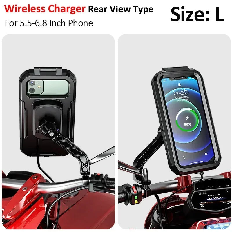 Motorcycle Wireless Charger Phone Mount - QC 3.0 Fast Charging Holder