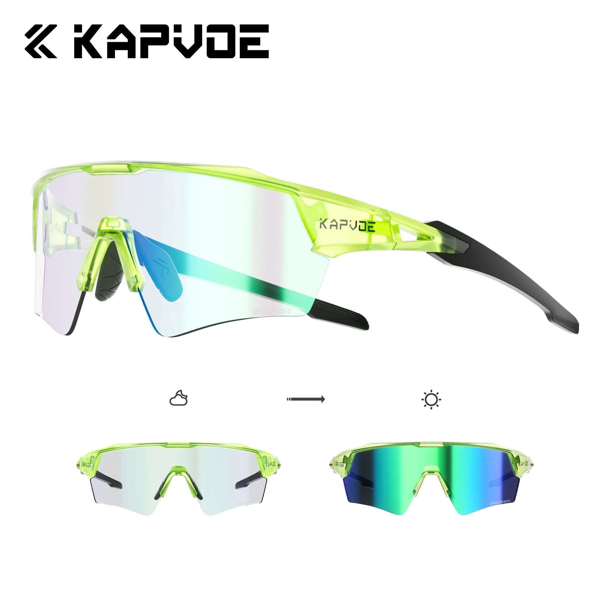 Kapvoe Photochromic Cycling Sunglasses UV400 MTB Road Bike Goggles Men Women