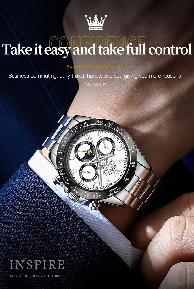 OLEVS 6654 Luxury Automatic Mechanical Chronograph Men's Watch Waterproof Luminous