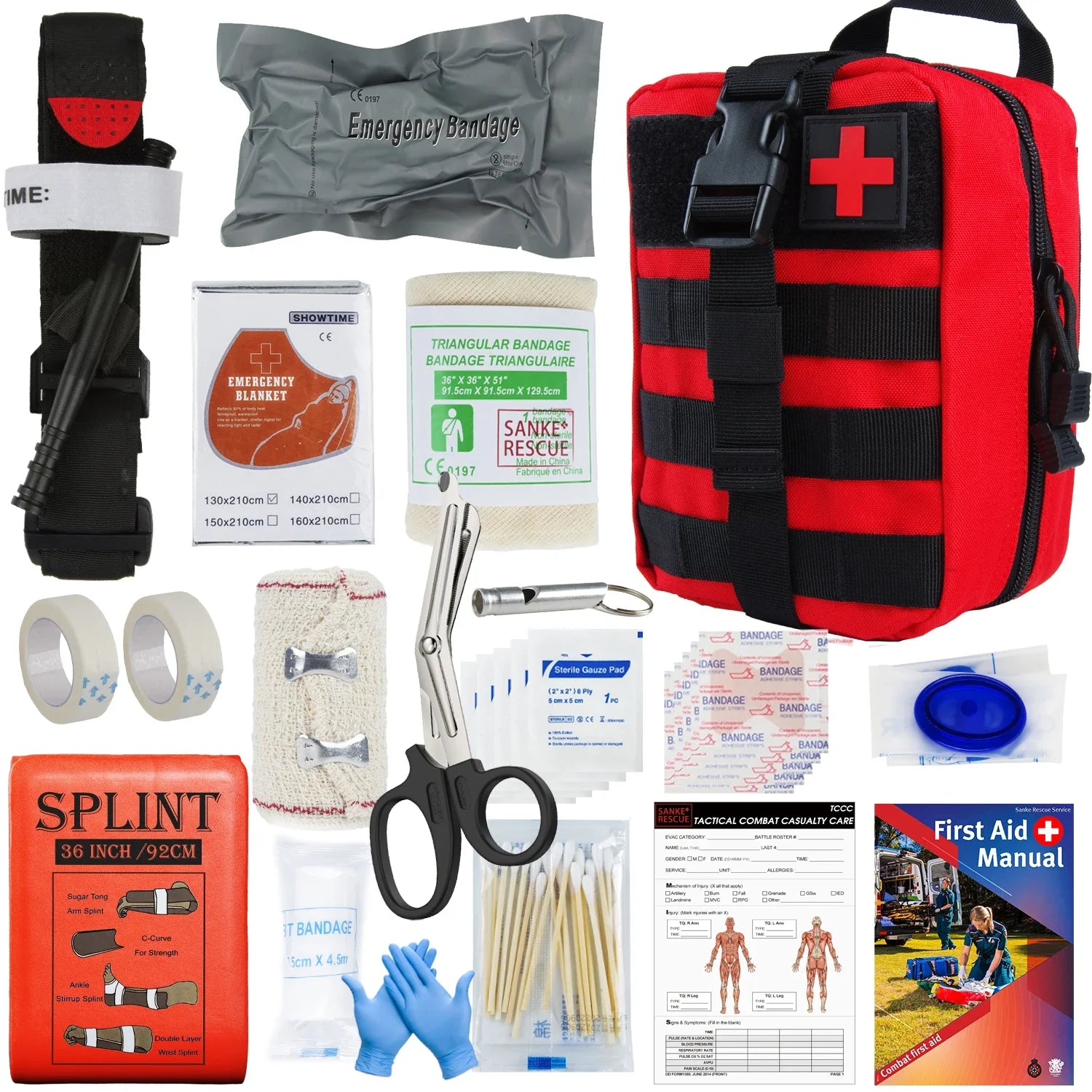 Tactical IFAK First Aid Survival Kit - 18 EMT Emergency Items MOLLE Pouch