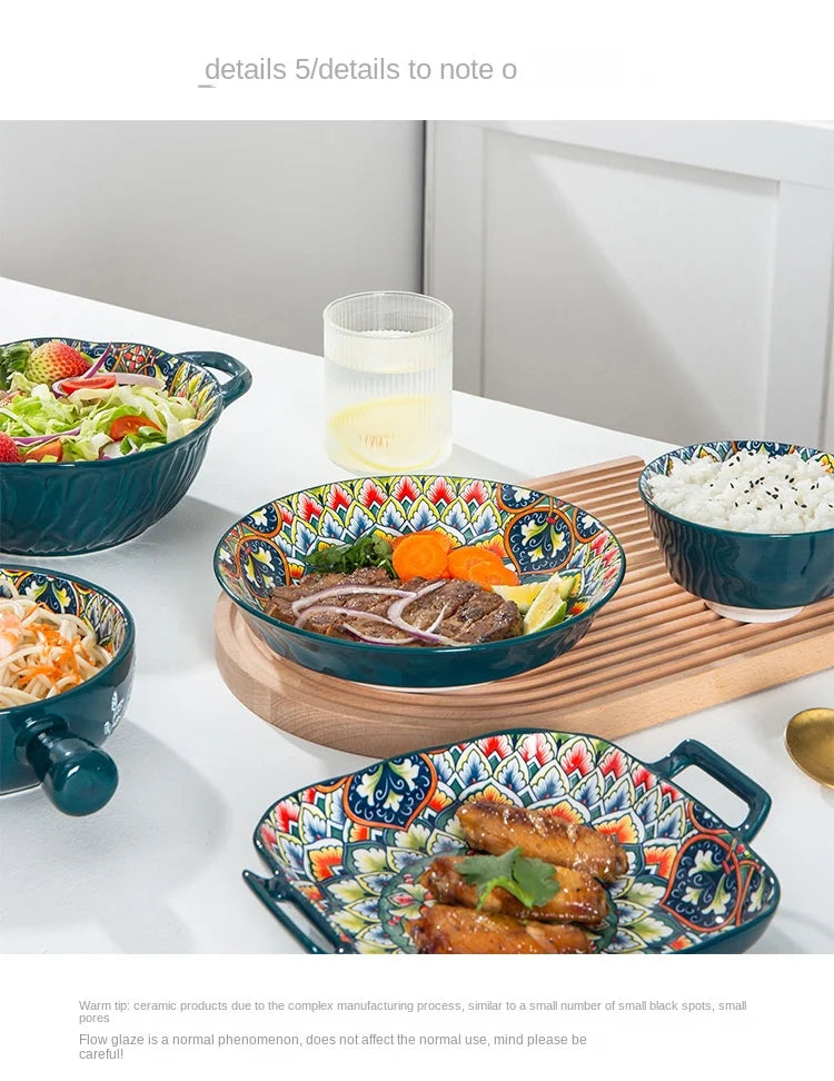 Bohemia Retro Ceramic Tableware Set for 4 | Elegant Dining