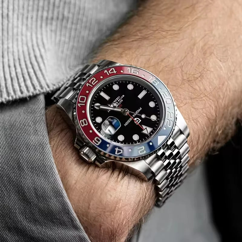 PAGANI DESIGN PD-1662 Luxury GMT Mechanical Watch - Sapphire, Steel, 100M Waterproof