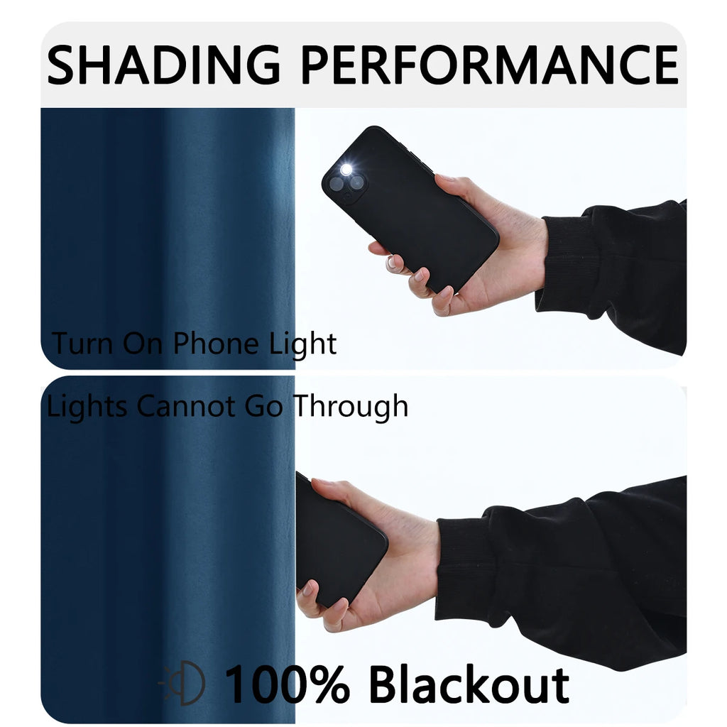 100% Blackout Curtains for Bedroom & Living Room - Full Shading & Sun Protection