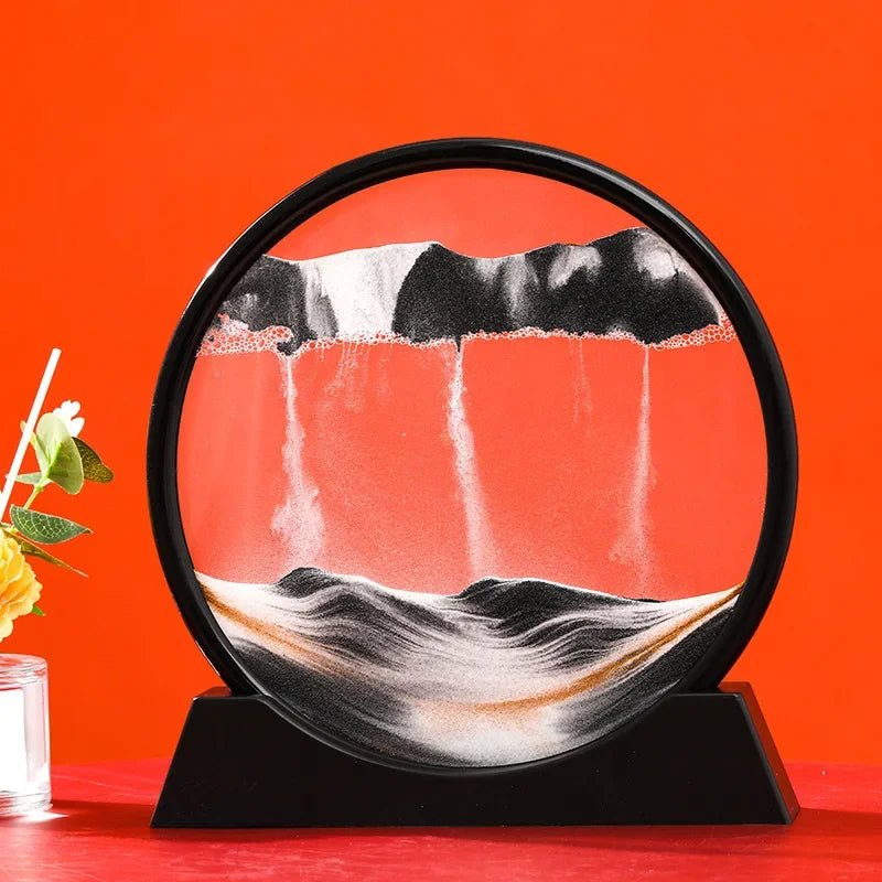 3D Moving Sand Art Deep Sea Sandscape | Round Glass Desk Decor & Gift