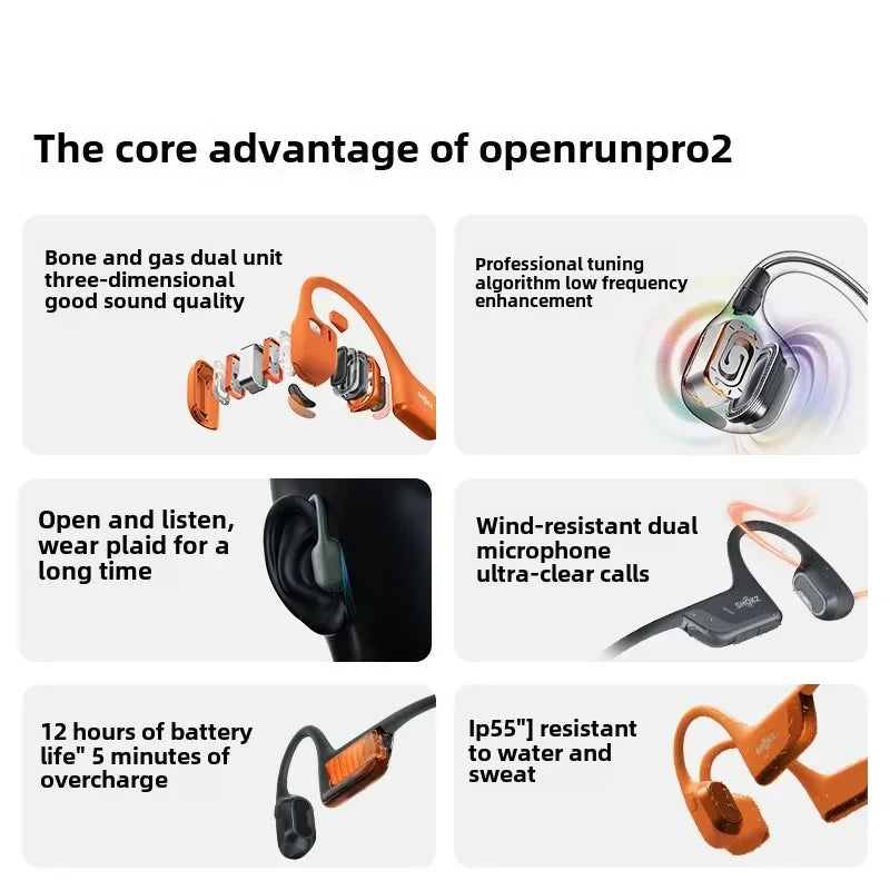 SHOKZ OpenRun Pro 2 Bone Conduction Bluetooth Headphones S820 S821mini