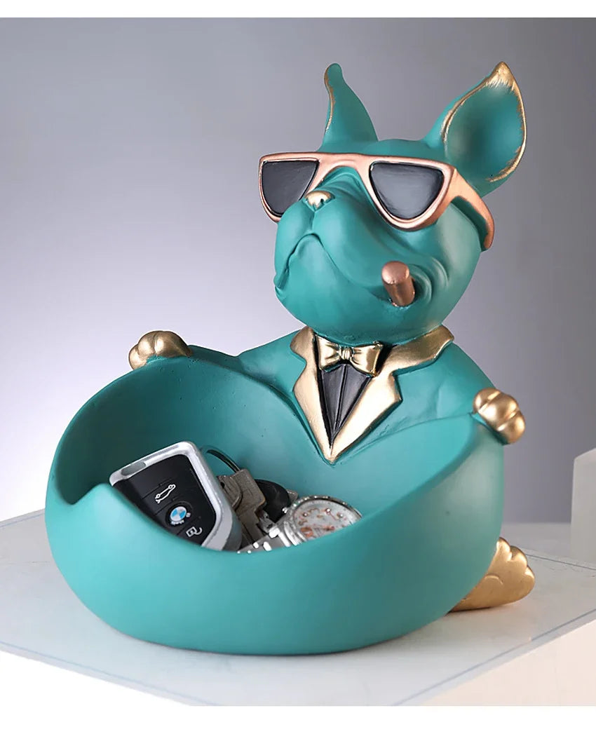 Cool Dog Figurine Storage Box - Resin Art Home Decor Gift