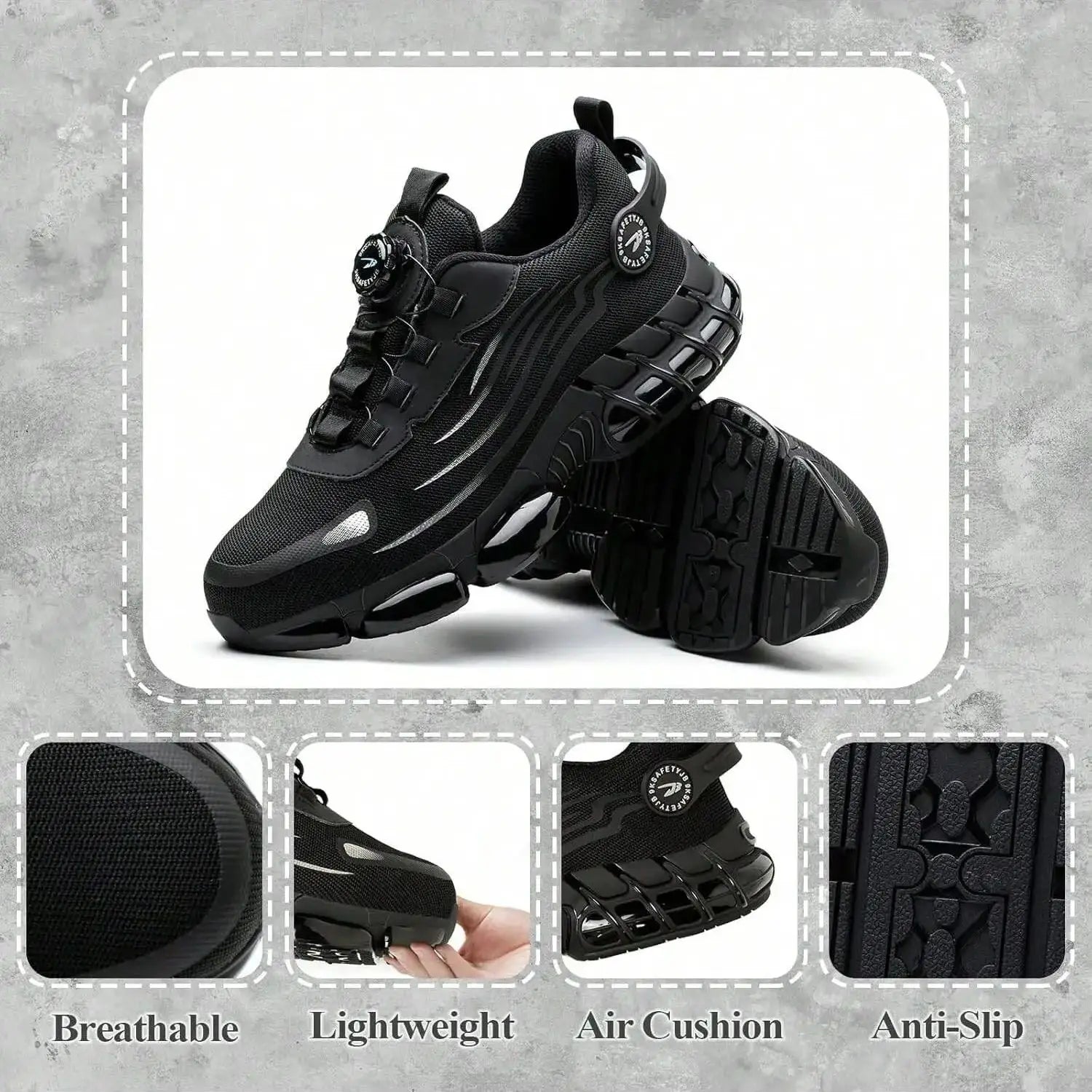 Vabena Lace-Free Steel Toe Safety Sneakers for Ultimate Work Comfort