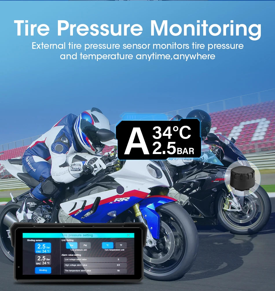 Jansite 8.1" 4K Motorcycle DVR Monitor with CarPlay & GPS