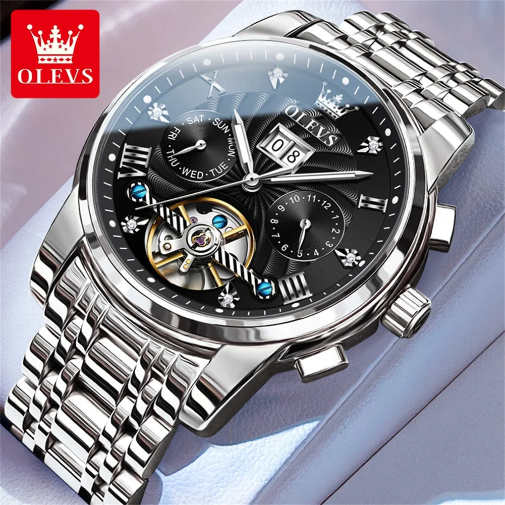 OLEVS Classic Men's Tourbillon Automatic Multi-function High-End Watch