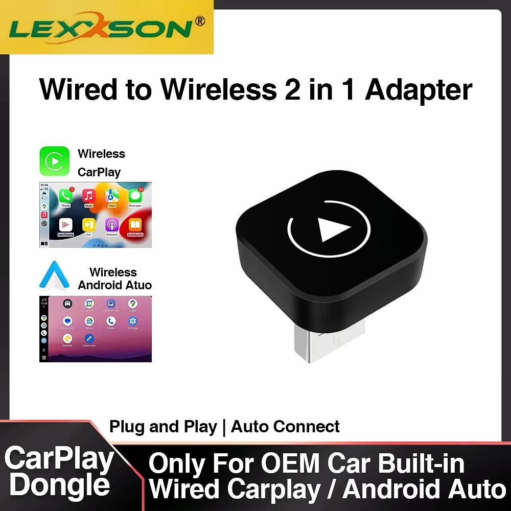 2in1 Wireless CarPlay & Android Auto Adapter | AI Smart Box for Cars