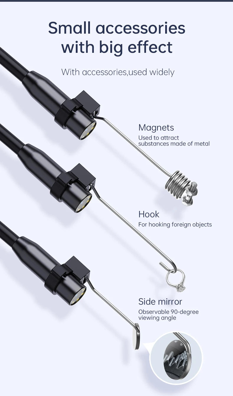 Vabena Industrial Endoscope Camera 8mm HD1080P | Car & Pipe Inspection