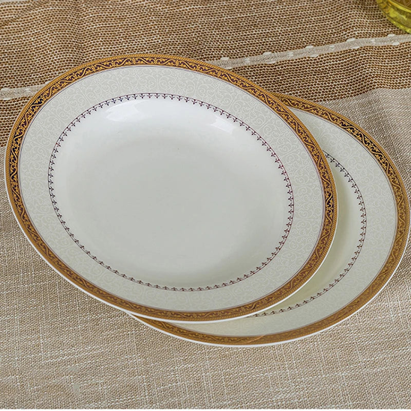 Luxury 58-Pc Gold Rim Bone China Dinnerware Set - Elegant Dining