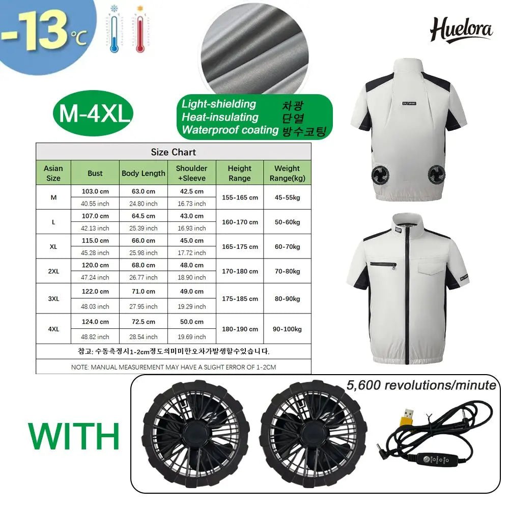 USB Powered Cooling Fan Work Vest - Reflective Summer Safety